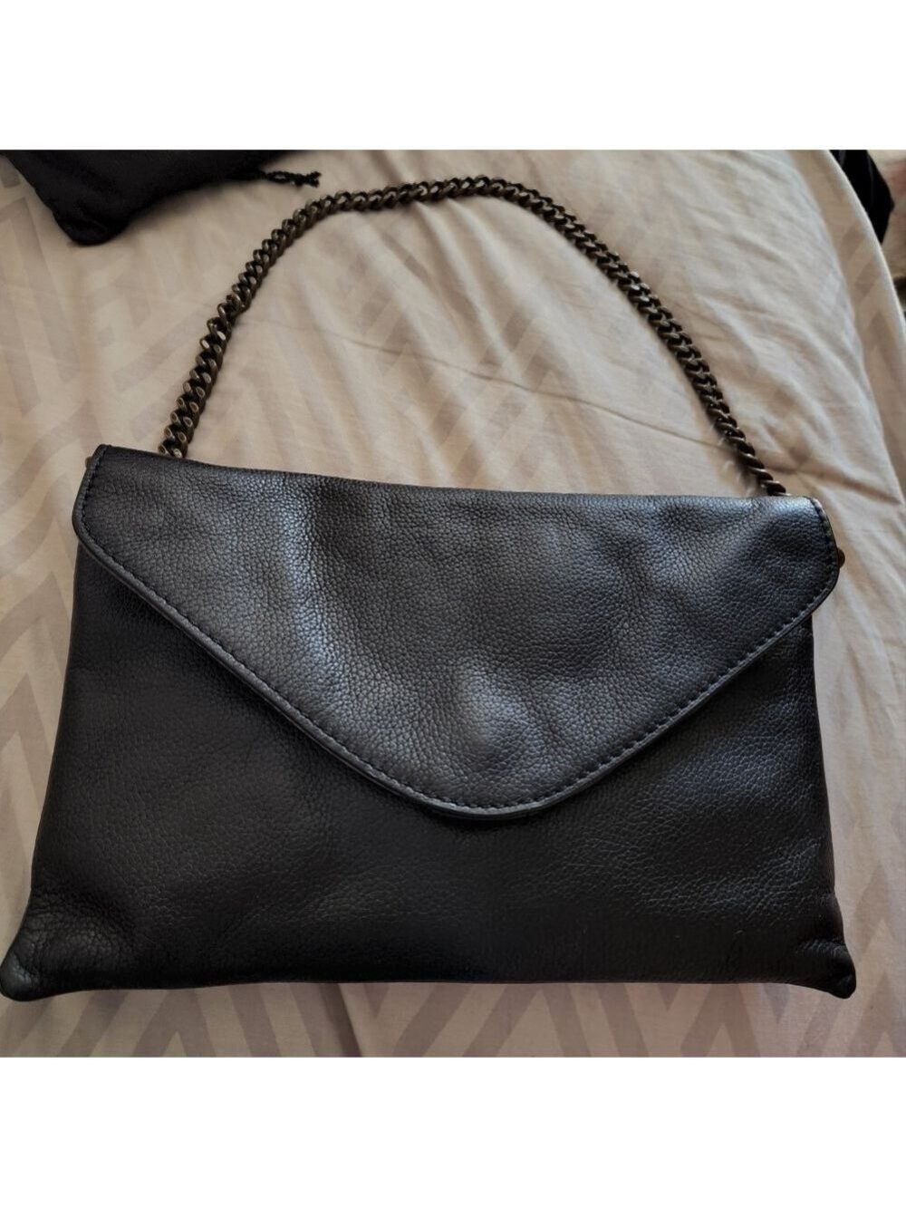 J Crew Leather Envelope Chain Clutch- New